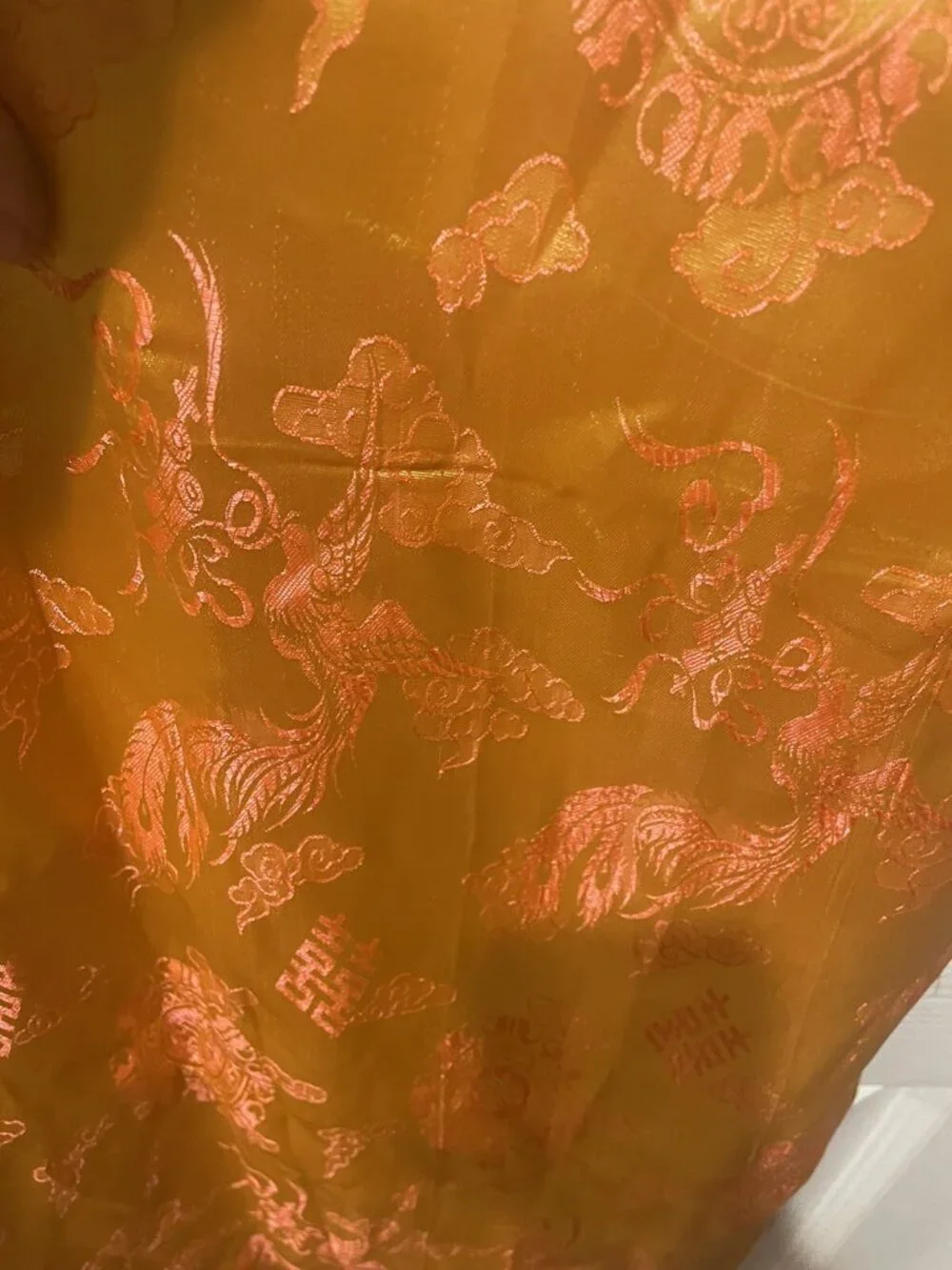 Kimono Coat Intricate Asian Robe Jacket Vintage Gold/Teal/ Orange Silk Lace